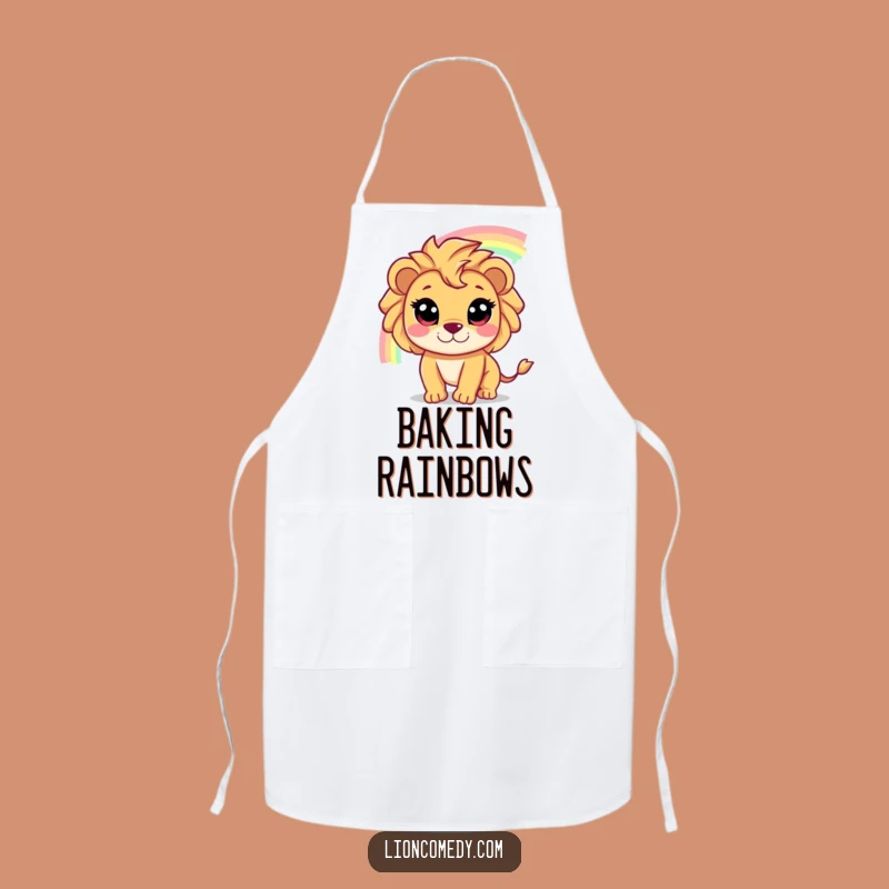 Funny Lion Chasing Rainbow Apron: Cook with Joy, A Wonderful Funny Gift!