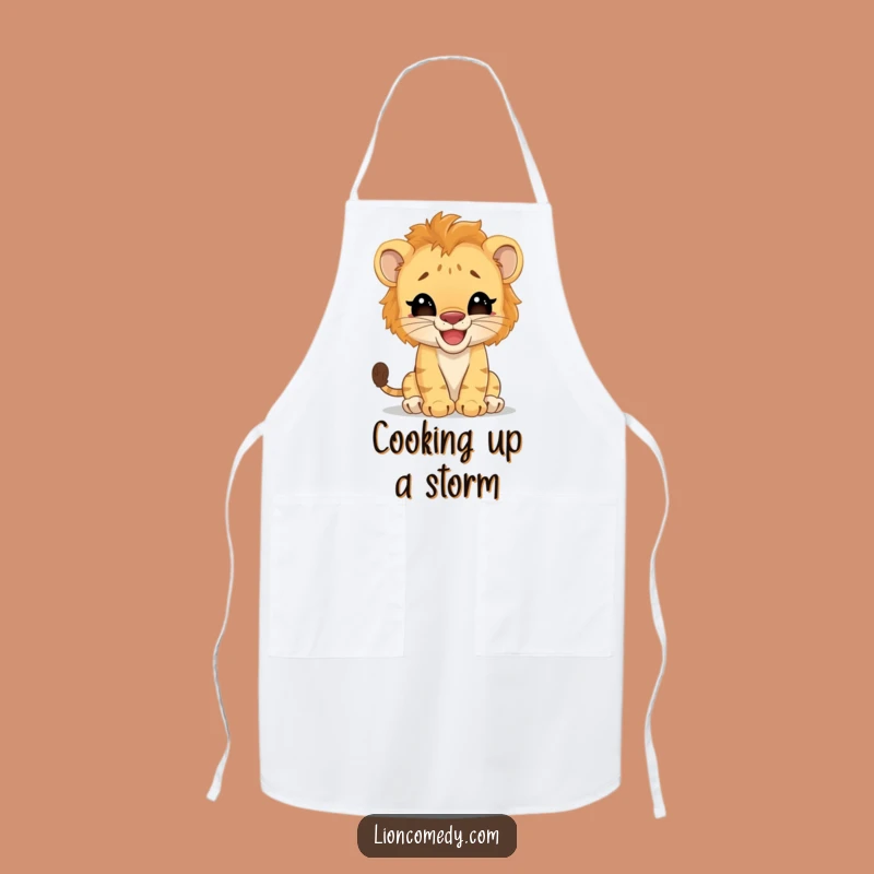 Funny Lion Cub Apron: Cook with Giggles, Featuring a Big Cat Pretender - A Fun Gift!