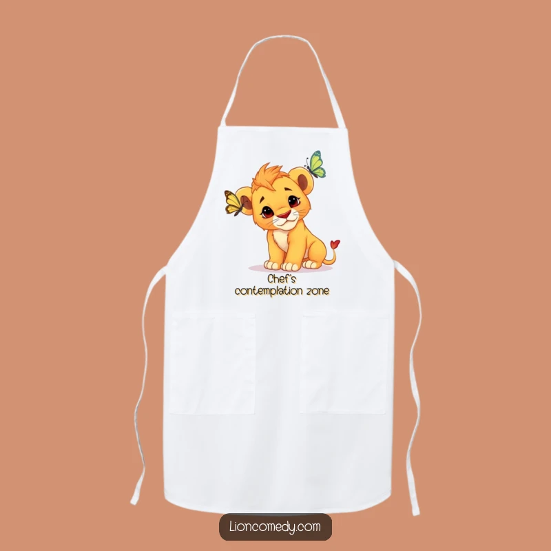 Funny Curious Lion Cub Apron - Kitchen Fun, Cute Chef Design, Great Gift
