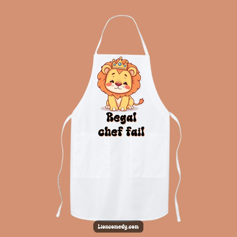 Funny Kawaii Lion King Stumbling Apron: Royal Kitchen Humor Gift