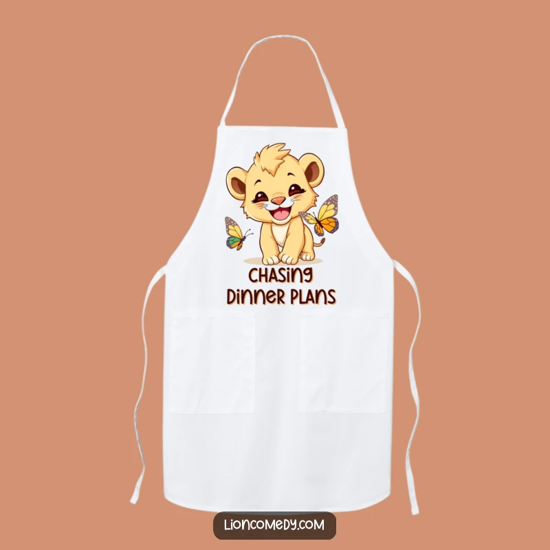 Funny Lion Cub Butterfly Apron - Kitchen Fun, Great Gift