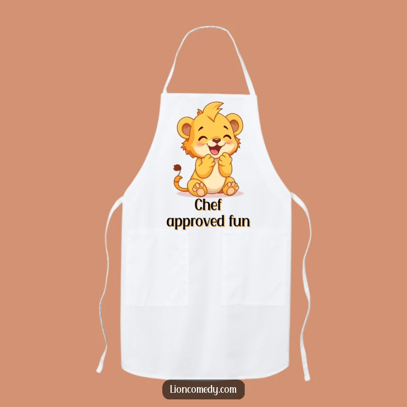 Funny Lion Cub Clap Apron - Playful Chef Gift for Joyful Bakers