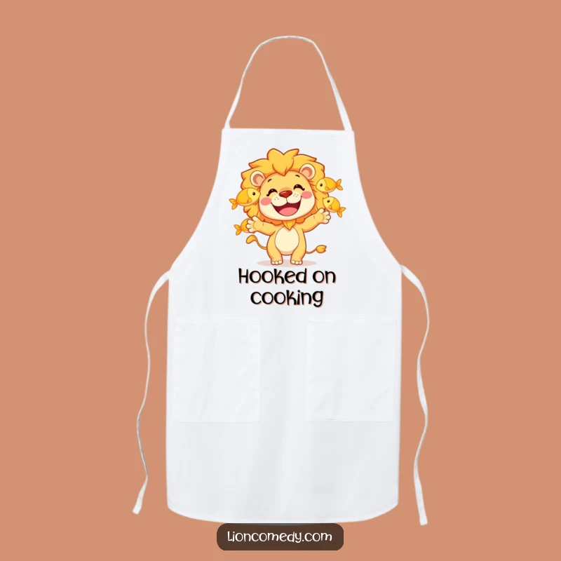 Funny Lion Juggling Fish Apron: Cook Up Some Laughs in the Kitchen, Ideal Funny Gift!