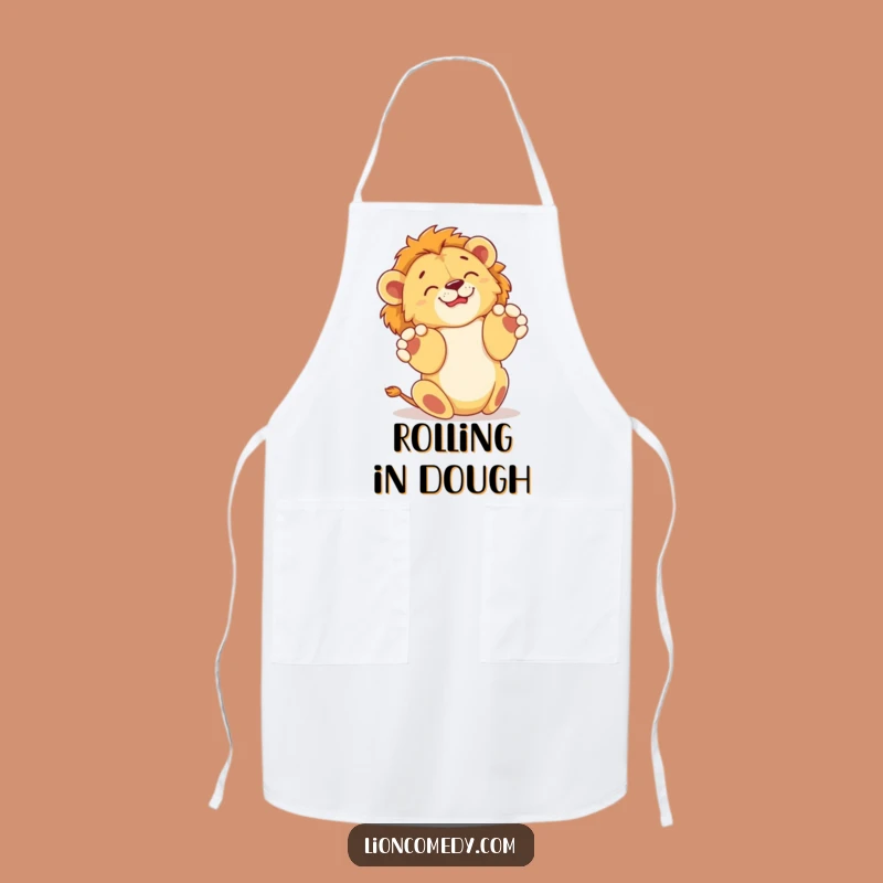 Funny Rollover Lion Cub Apron: Kitchen Fun with Happy Paws