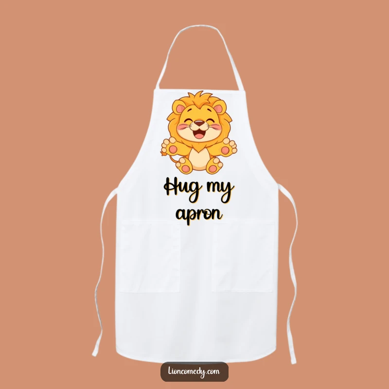 Funny Hugging Lion Apron - Welcoming Chef Leo Wear, Hilarious Kitchen Gift