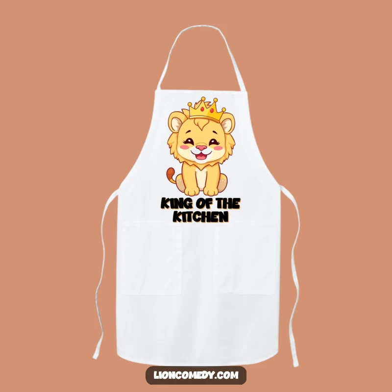 Funny Lion Cub Crown Apron - Playful Chef Gift for Regal Cooks