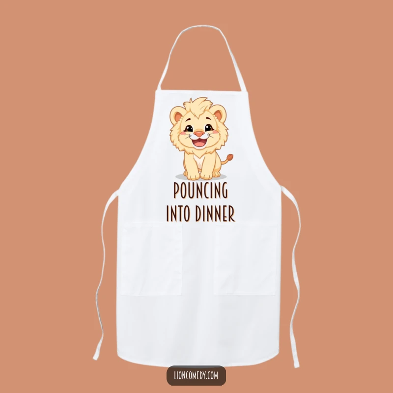 Funny Lion Cub Pounce Apron - Playful Cub Kitchen Bib Gift