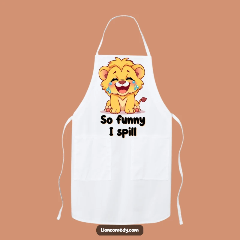 Funny Laughing Lion Cub Tears Apron: Cook with Joyful Giggles