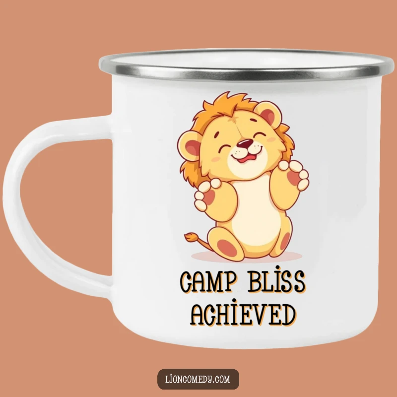 Funny Rollover Lion Cub Camping Mug: Happy Adventures with Paws Up