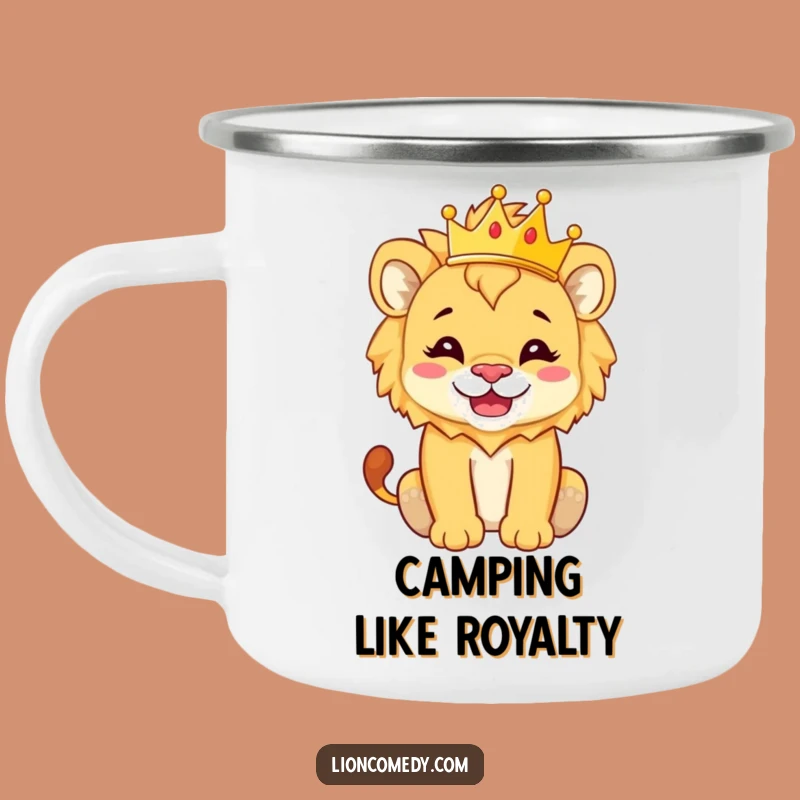 Durable Funny Lion Cub Crown Camping Mug - Regal Outdoor Adventure Gift