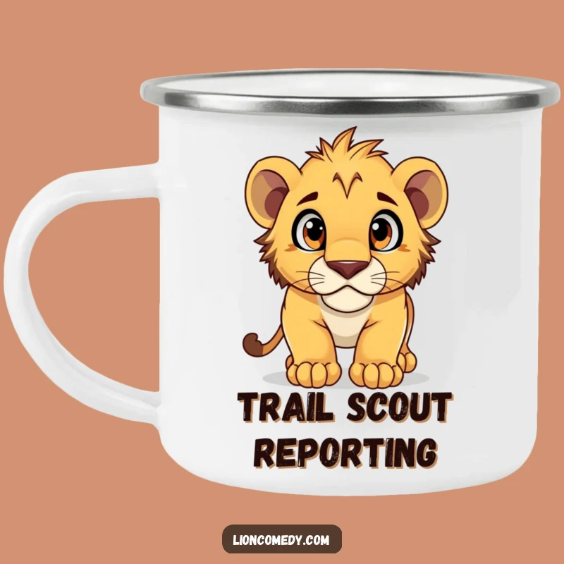 Durable Funny Lion Cub Pouncing Camping Mug - Outdoor Explorer Gift