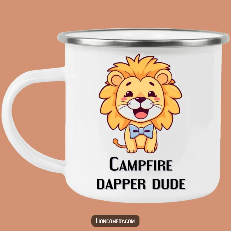 Funny Bow Tie Lion Camping Mug - Dapper & Durable Leo Cup, Perfect Gift