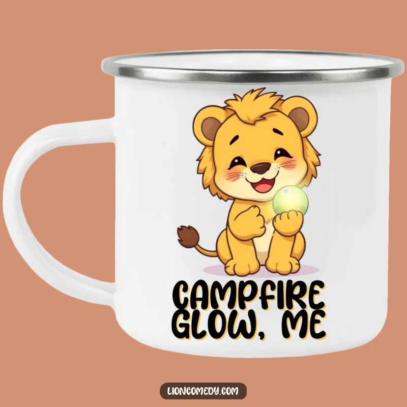 Funny Giggling Cub Camping Mug: Magical Glow on Adventures