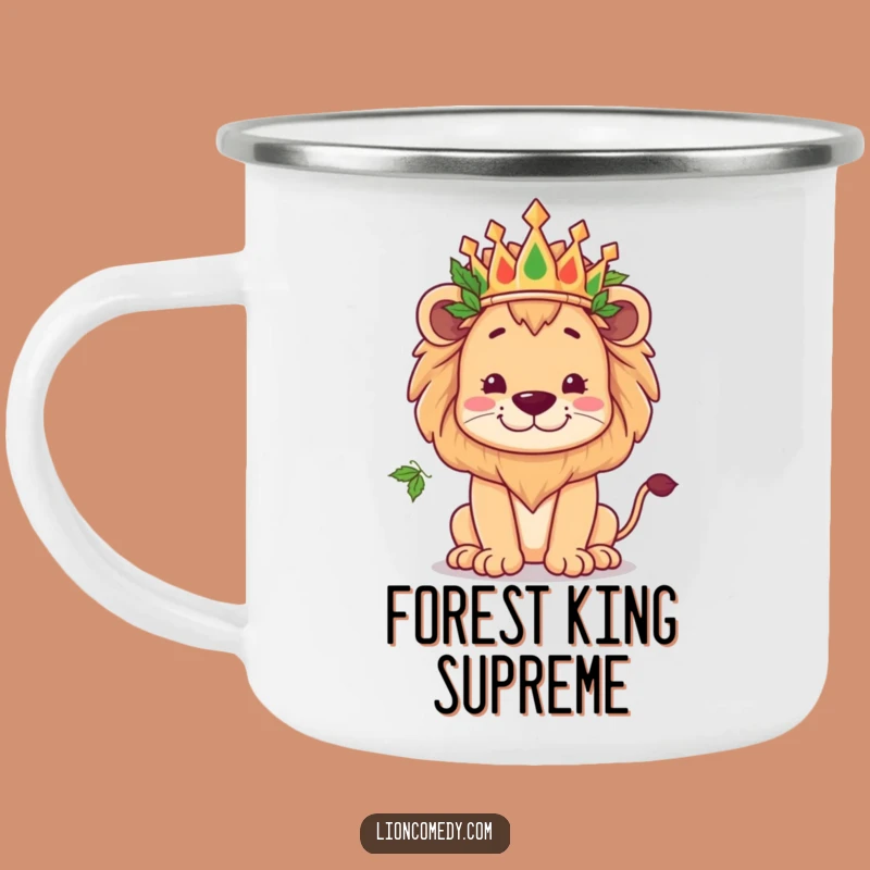 Funny Kawaii Lion Crown Camping Mug - Regal Adventures Gift