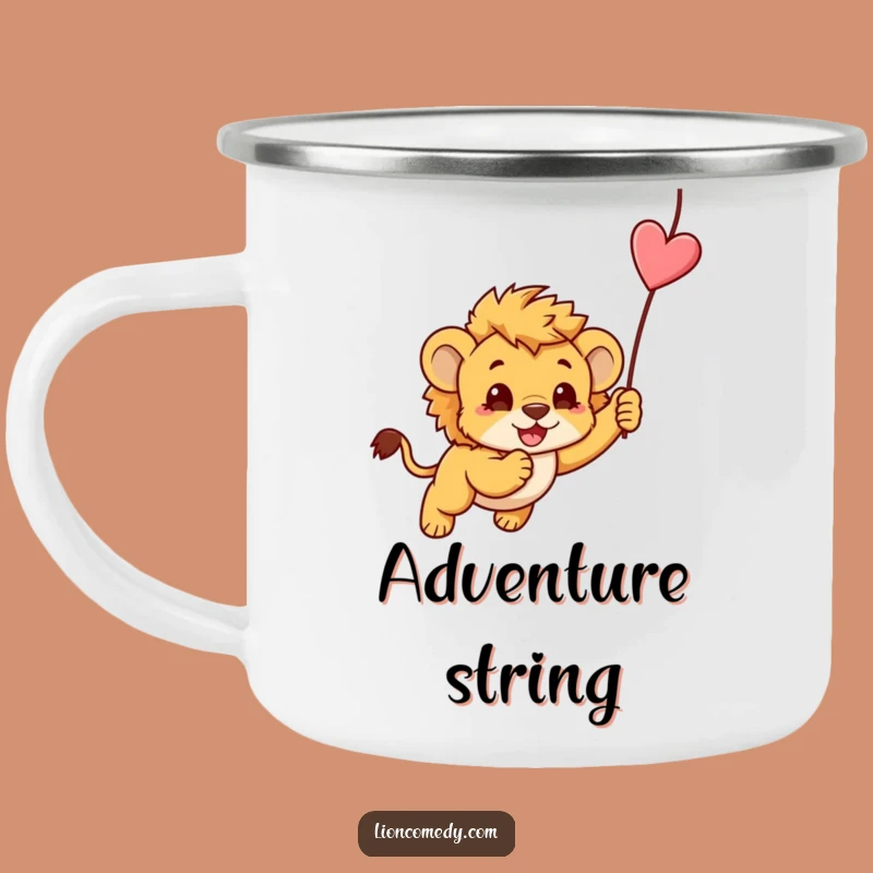 Funny Kawaii Lion Cub Pouncing Camping Mug: Playful Outdoor Adventure Gift