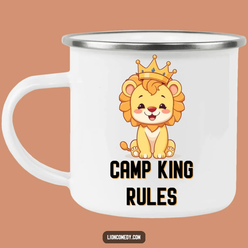 Funny Lion Cub Camping Mug: Regal Adventures Await