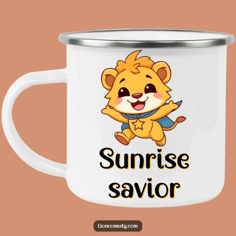 Funny Lion Cub Superhero Camping Mug: Adventure Fuel, A Super Funny Gift!