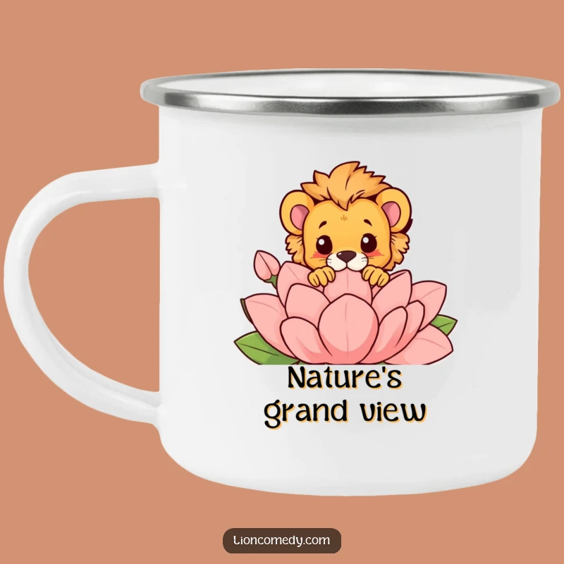 Funny Peek-a-Boo Cub Camping Mug: Adventures Over Flowers