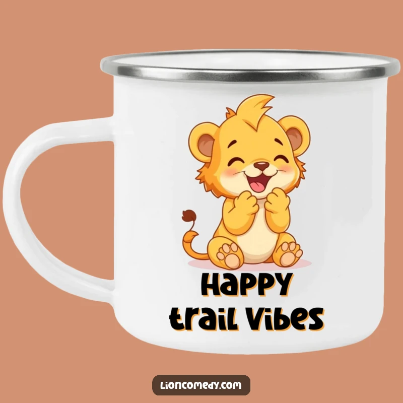 Durable Funny Lion Cub Clap Camping Mug - Outdoor Celebration Gift