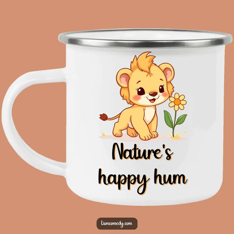 Funny Cub & Flower Camping Mug - Joyful & Durable Leo Cup, Perfect Gift