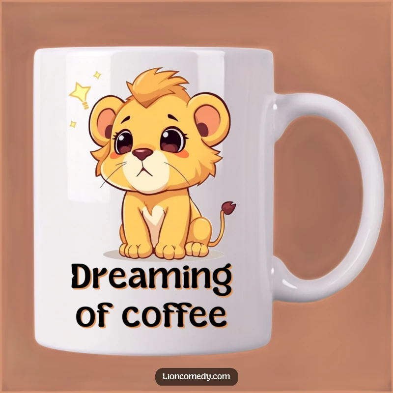 Funny Lion Cub Mug: Wonder at a Shooting Star