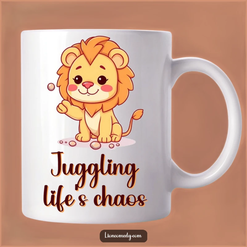 Funny Kawaii Lion Juggling Mug - Curious & Playful Gift Idea