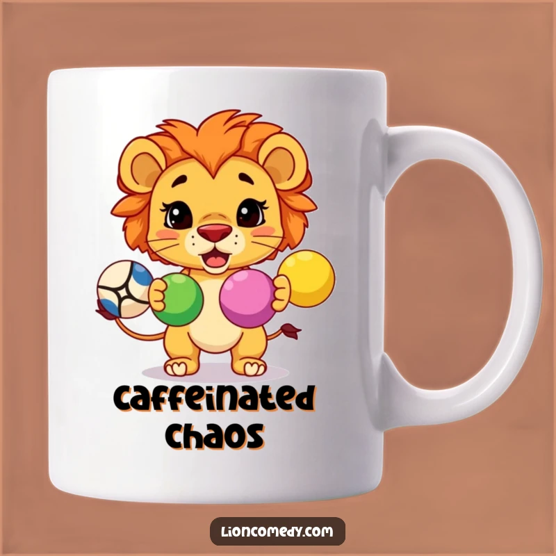 Funny Kawaii Lion Juggling Mug: Determined Skillful Gift for Performers