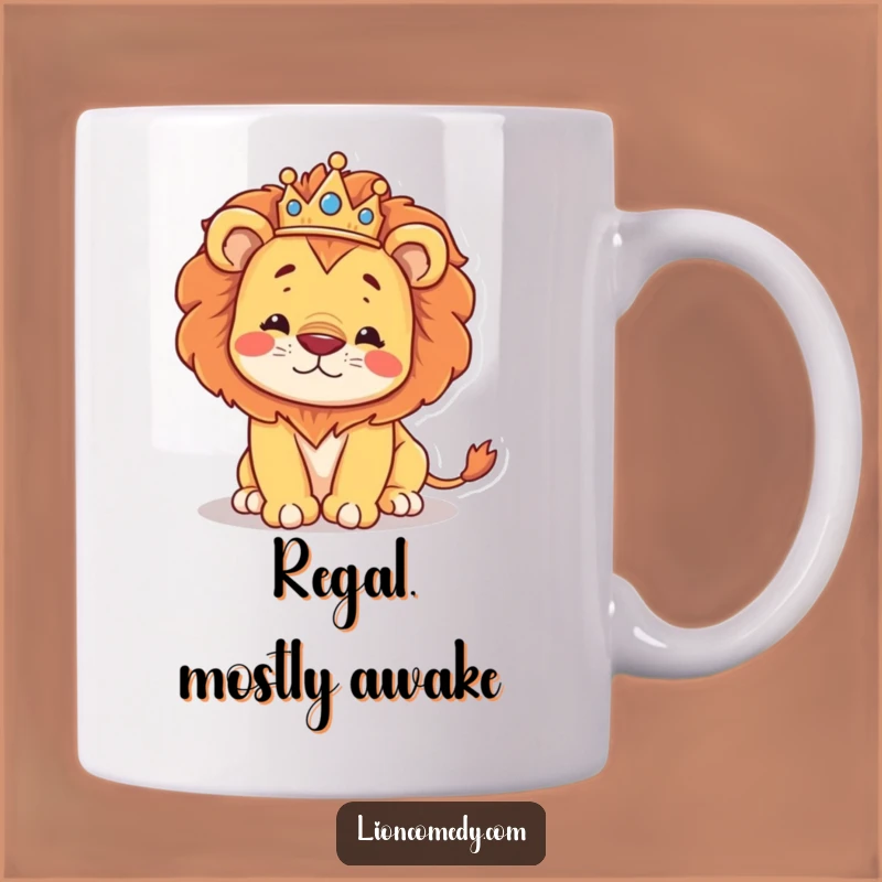 Funny Kawaii Lion King Stumbling Mug: Royal Humor Gift for Regal Fails