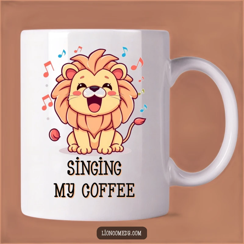 Funny Kawaii Lion Roar Mug - Musical Animal Gift for Singers