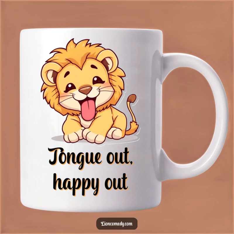 Funny Lion Cub Tumble Mug - Tongue Out & Happy Cub, Perfect Humorous Gift