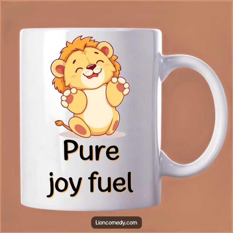 Funny Rollover Lion Cub Mug: Joyful Paws Up, Perfect Happy Gift