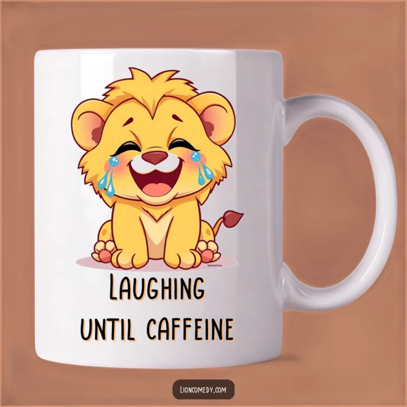 Funny Laughing Lion Cub Tears Mug: Hilarious Gift for Joyful Moments