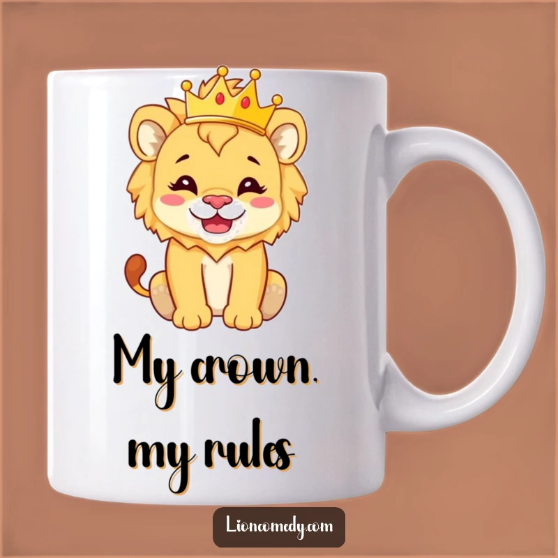 Silly Crown Lion Cub Funny Mug - Regal Baby Animal Comedy Gift