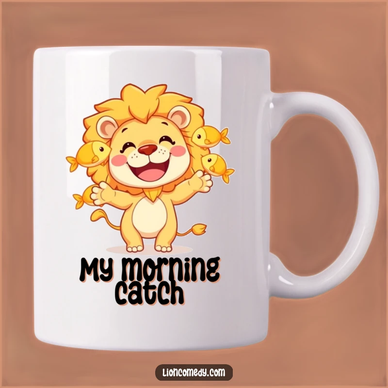 Funny Lion Juggling Fish Mug: A Hilarious Gift for Fish Lovers and Lion Fans!