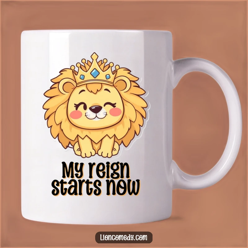 Funny Kawaii Lion Mug: Winking Lion with Crown, Royal & Humorous Gift Idea