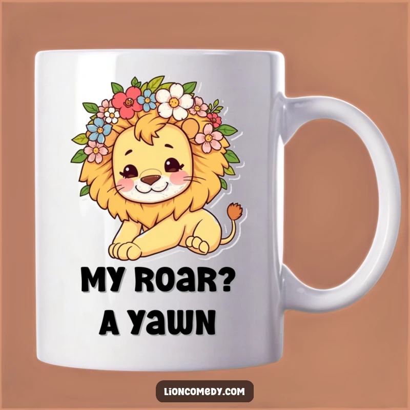 Funny Kawaii Lion Flower Mane Mug: Lazy Mornings Made Adorable