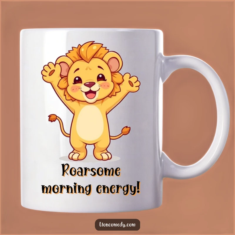 Funny Dancing Lion Cub Celebration Mug - Joyful Wild Animal Gift