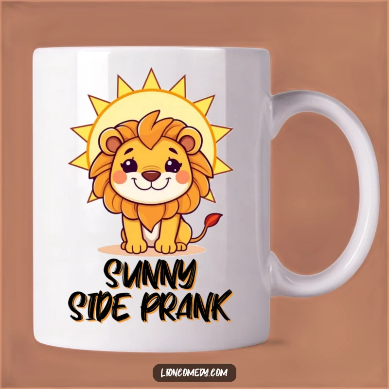 Funny Kawaii Lion Sun Grin Mug - Mischievous Creature Gift