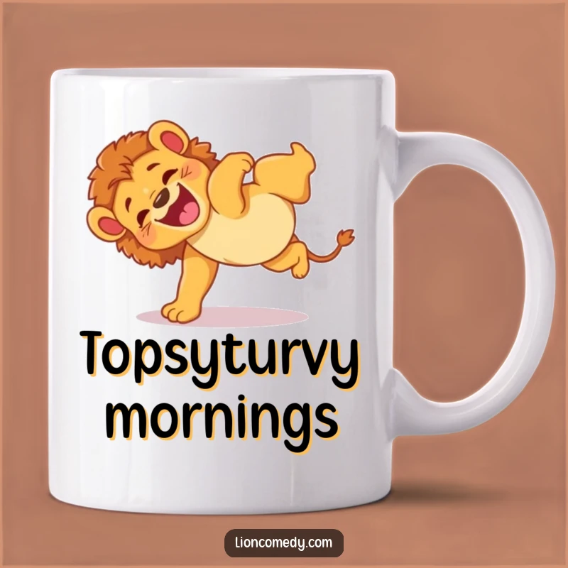 Funny Lion Cub Somersault Mug: Wobble with Joy, A Hilarious Funny Gift!