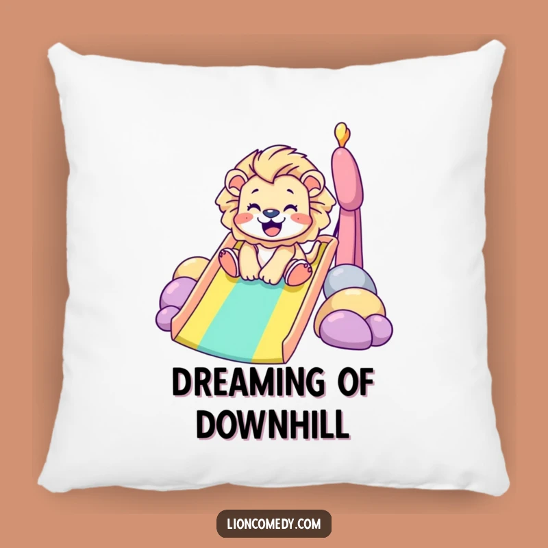 Funny Lion Rainbow Slide Pillow: Snuggle with a Gleeful Tiny Lion, The Ultimate Comfy Funny Gift!