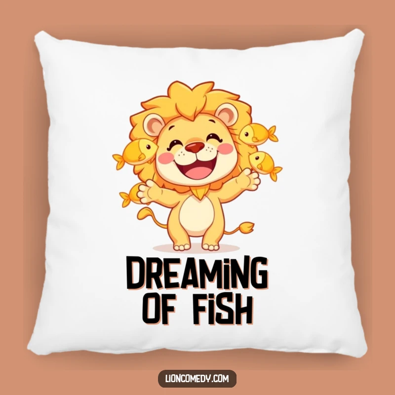 Cozy Funny Lion Juggling Fish Pillow: Snuggle Up to Humor, Perfect Funny Gift!