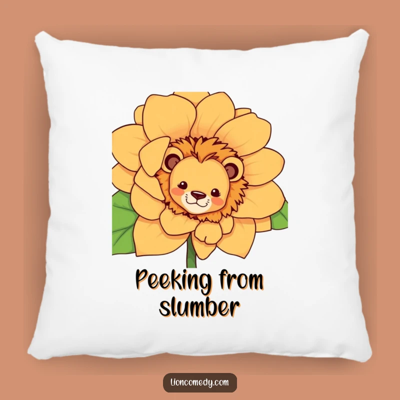 Funny Curious Lion Flower Pillow - Cozy Comfort with a Playful Peek