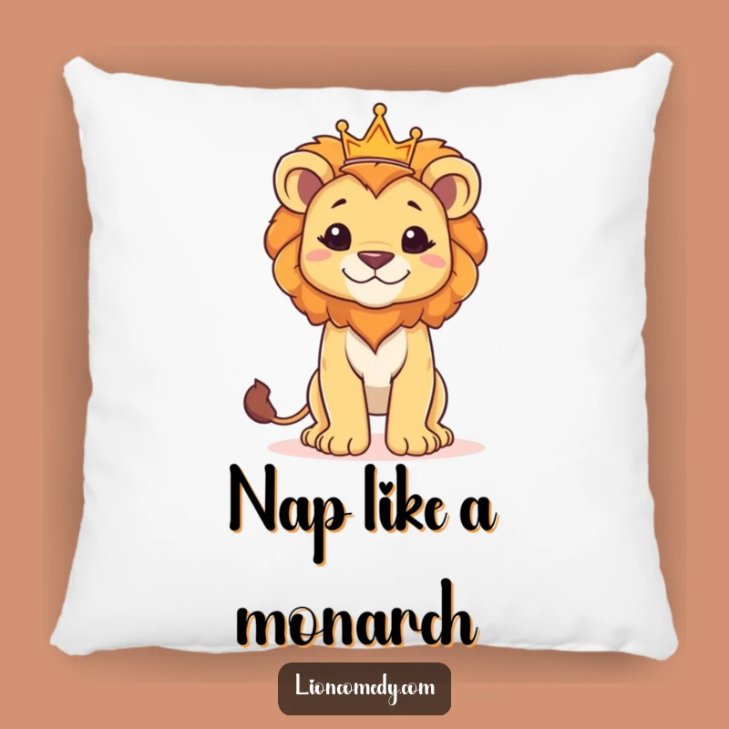 Funny Proud Lion Cub Crown Pillow: Rest Like Royalty, Little King