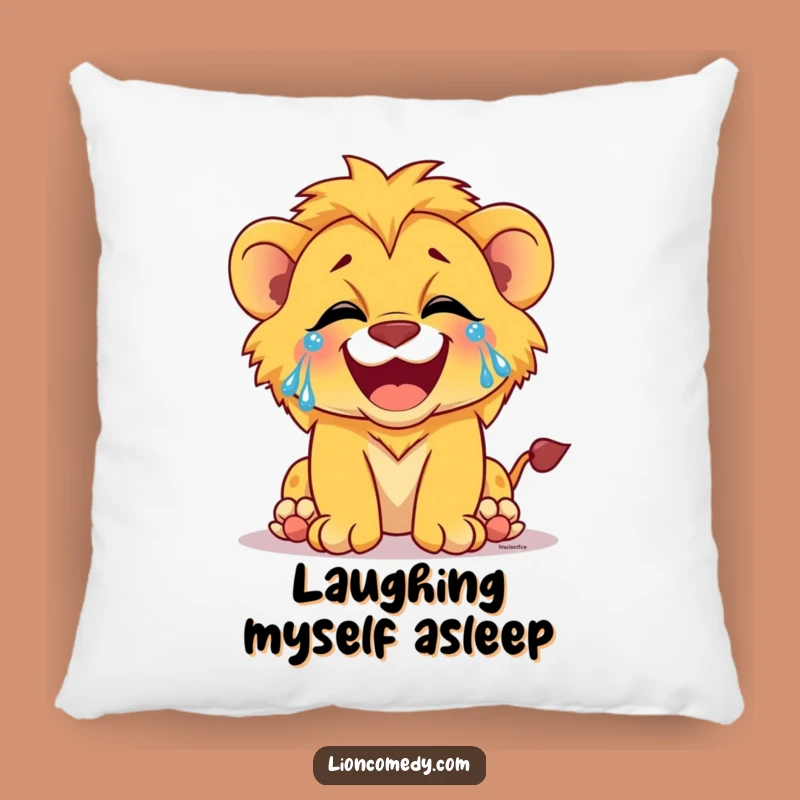 Funny Laughing Lion Cub Tears Pillow: Snuggle Up with Joyful Laughter
