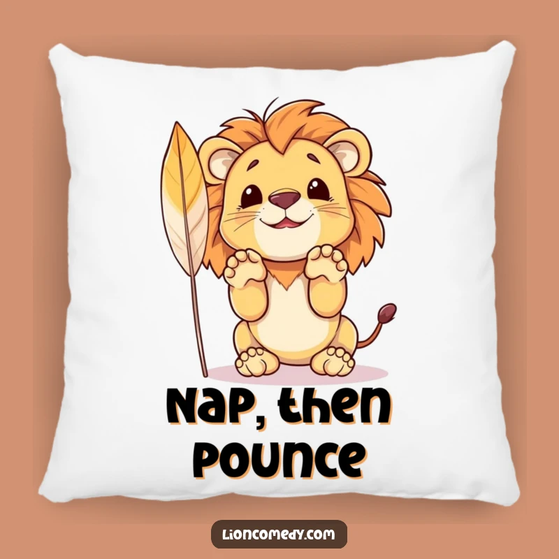 Funny Lion Pillow: Cuddle Up with a Playful Cub's Feather Chase, Gift