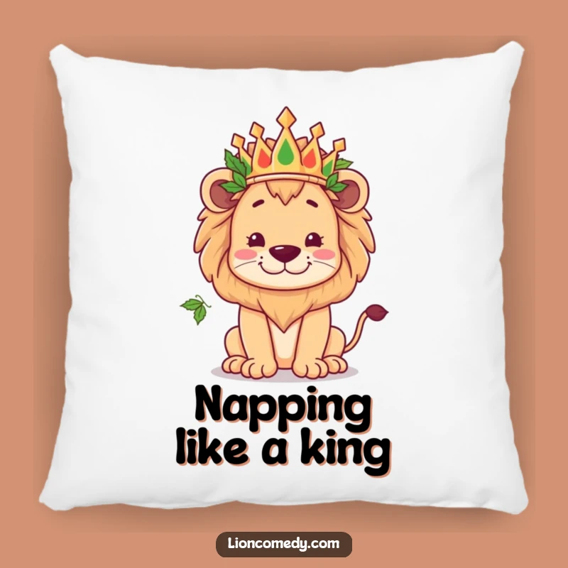Funny Kawaii Lion Crown Pillow - Cozy Regal Goofiness Gift