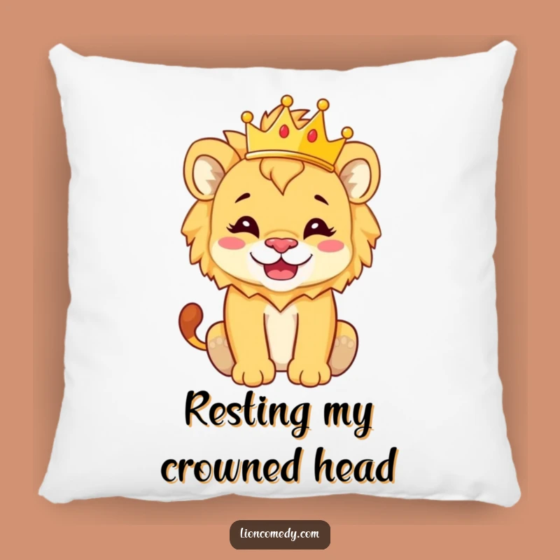 Soft Funny Lion Cub Crown Pillow - Cozy Silly Regal Baby Animal Decor Gift