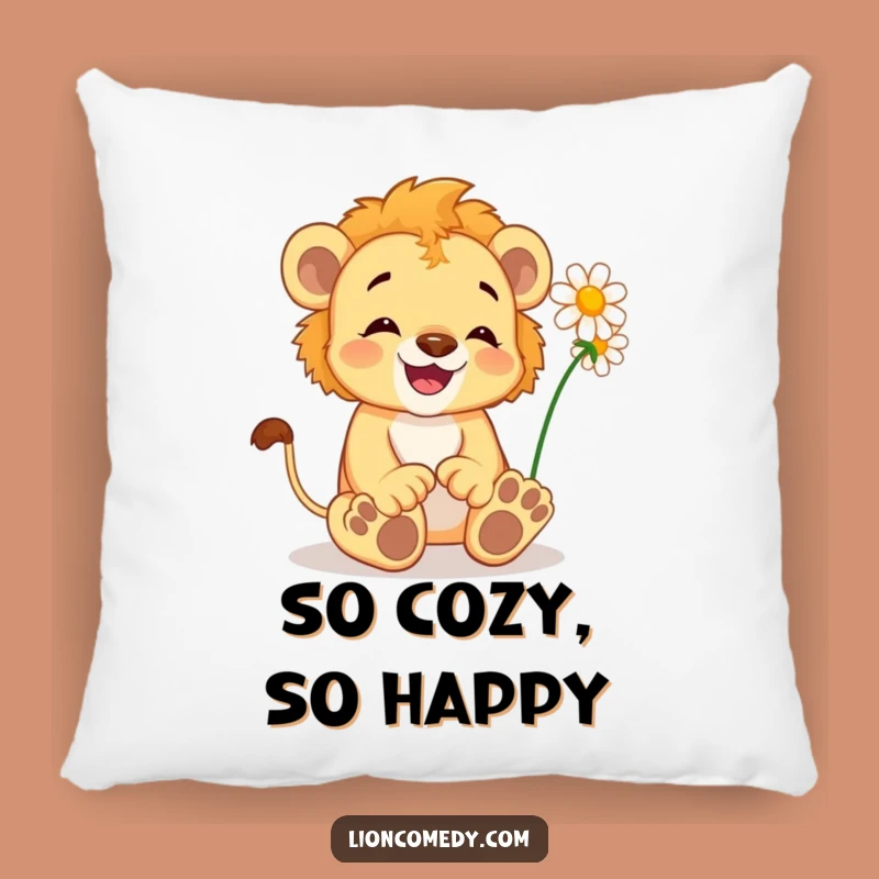Funny Delighted Lion Cub Pillow - Soft & Cozy, Joyful Accent, Perfect Gift