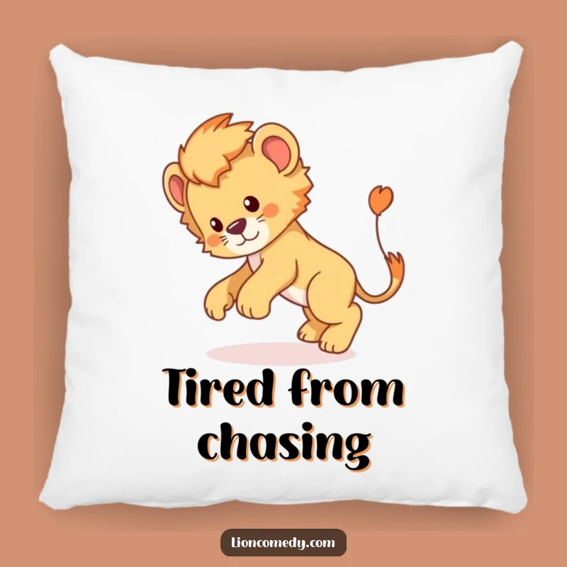 Funny Lion Cub Tail Chase Pillow: Soft Cartoon Cushion for Playful Comfort