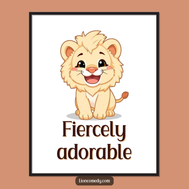 Funny Lion Cub Pounce Digital Art - Playful Grinning Cub Print for Instant Decor Gift